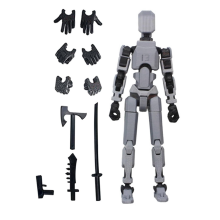 Figurka robota, drukowana w 3D z pełną artykulacją do animacji poklatkowej, kolor szary