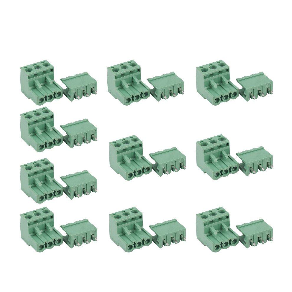 10Pcs 5.08Mm Pitch 3Pin Plug-In Screw Pcb Terminal Block Connector Right Angle 4852097263358