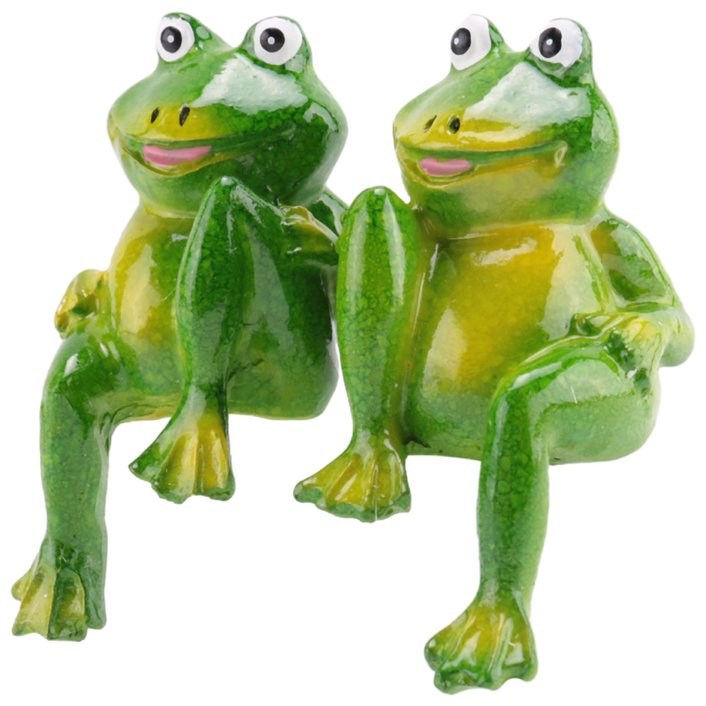 2Pcs/Set Cute Resin Sitting Frogs Statue Outdoor Garden Store Decorative Frog Sculpture For Home Desk Decor Ornament S2 4852097262399