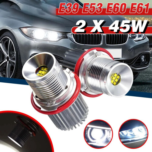 2 szt. 45W białe diody LED do reflektorów samochodowych Angel Eyes LED Marker Ring do reflektorów E39 E53 E60 E61 2