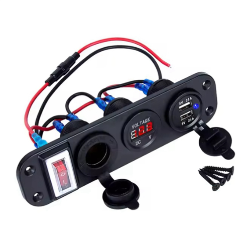 4-in-1 Digital Voltmeter 12V Steckdose USB Ladegerät Adapter Zigarettenanzünder mit Wippschalter 2