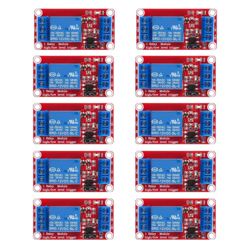 10pcs Relay Module DC 12V Board 1 Channel with Optocoupler Isolation Support High or Low Level