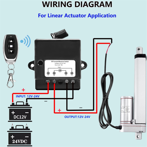 DC12V-24V Forward Reverse Switch, Linear Actuator Remote Control, 10A Current, 165 Ft Range ,Linear with 2