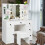 White Dressing Table & Mirror + Drawers Stool Vanity Makeup Set UK 2