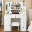 White Dressing Table & Mirror + Drawers Stool Vanity Makeup Set UK 8