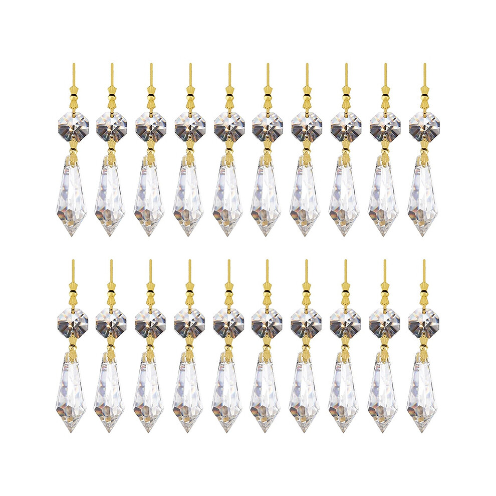 20Pcs Diy Transparent Teardrop Chandelier Pendant Parts Beads, Hanging Decoration 4852097270400