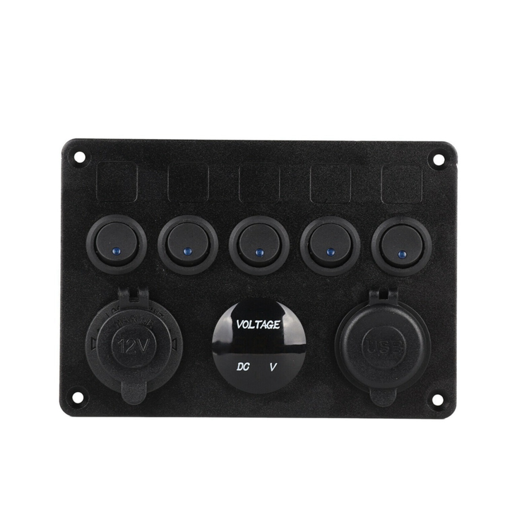 Photos - Climbing Gear 5 Gang 12V/24V Inline-Fuse Box LED Switch Panel Dual USB Car Boat Truck