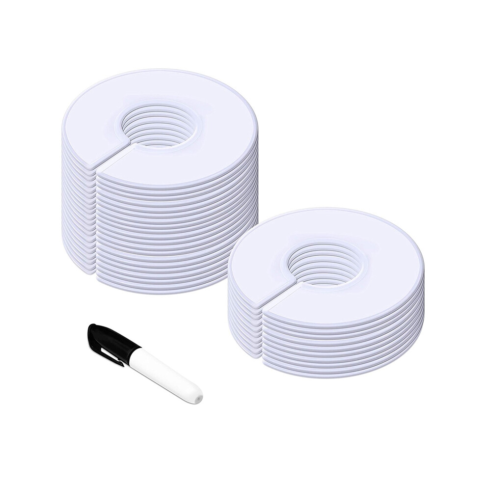 30 Pack Round Clothing Size Closet Rack Dividers Hangers With 1Marker (Outer 3.5Inch, Inner 1.38Inch In Diameter) White 4852097279595