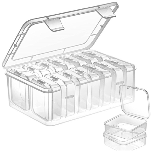 Small Storage Box with Lid Plastic Clear Container Empty Mini Organiser for Items 1