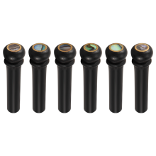 6Pcs Black Ebony Shell Guitar Bridge Bone Pins Set with Green Abalone Dot For Acoustic Accessories