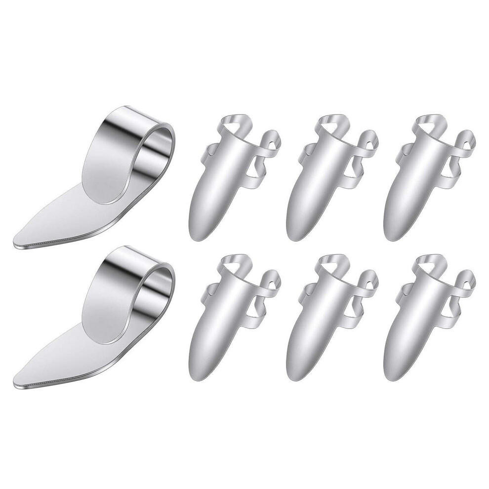 8Pcs Guitar Thumb Finger Picks Stainless Steel With Plastic Case For Electric Bass Ukulele (Silver) Silver 4852097291221