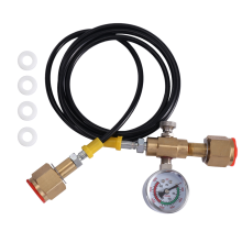 Argon-CO2-Nachfüllstation, Ladeadapter für kleine Schweißtanks, mit 1,5 m weichem Schlauch, 250 bar Manometer, W21.8-14