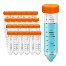Conische centrifugebuizen 50 ml, 25 stuks polypropyleen reageerbuizen, lekvrije schroefdoppen, kunststof container met maatverdeling