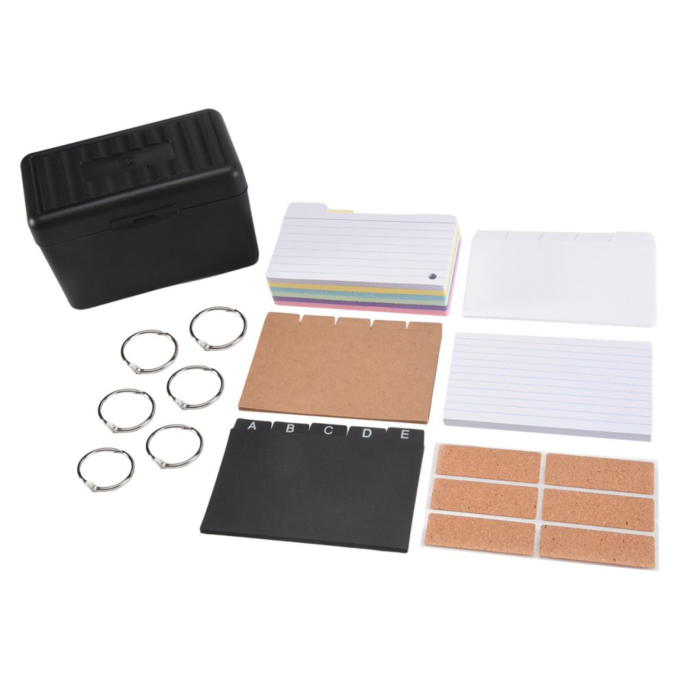 Photos - Other Office Equipment Index Card Holder Set,Index Box with 230 Assorted , Colourful Lined, 6 Rings and Stickers Perfect for School