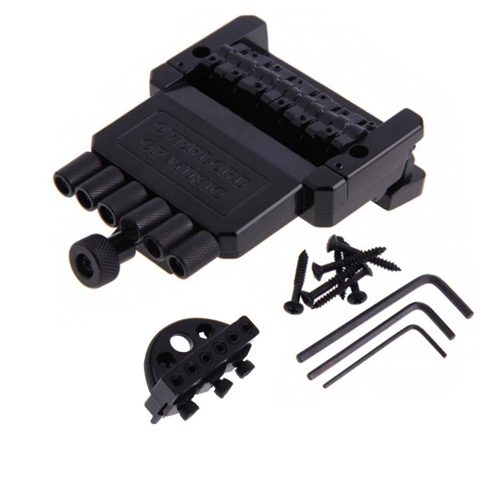 1 Set 6 String Saddle Headless Guitar Bridge Tailpiece For Electric Parts Replacement Black 4852097202630