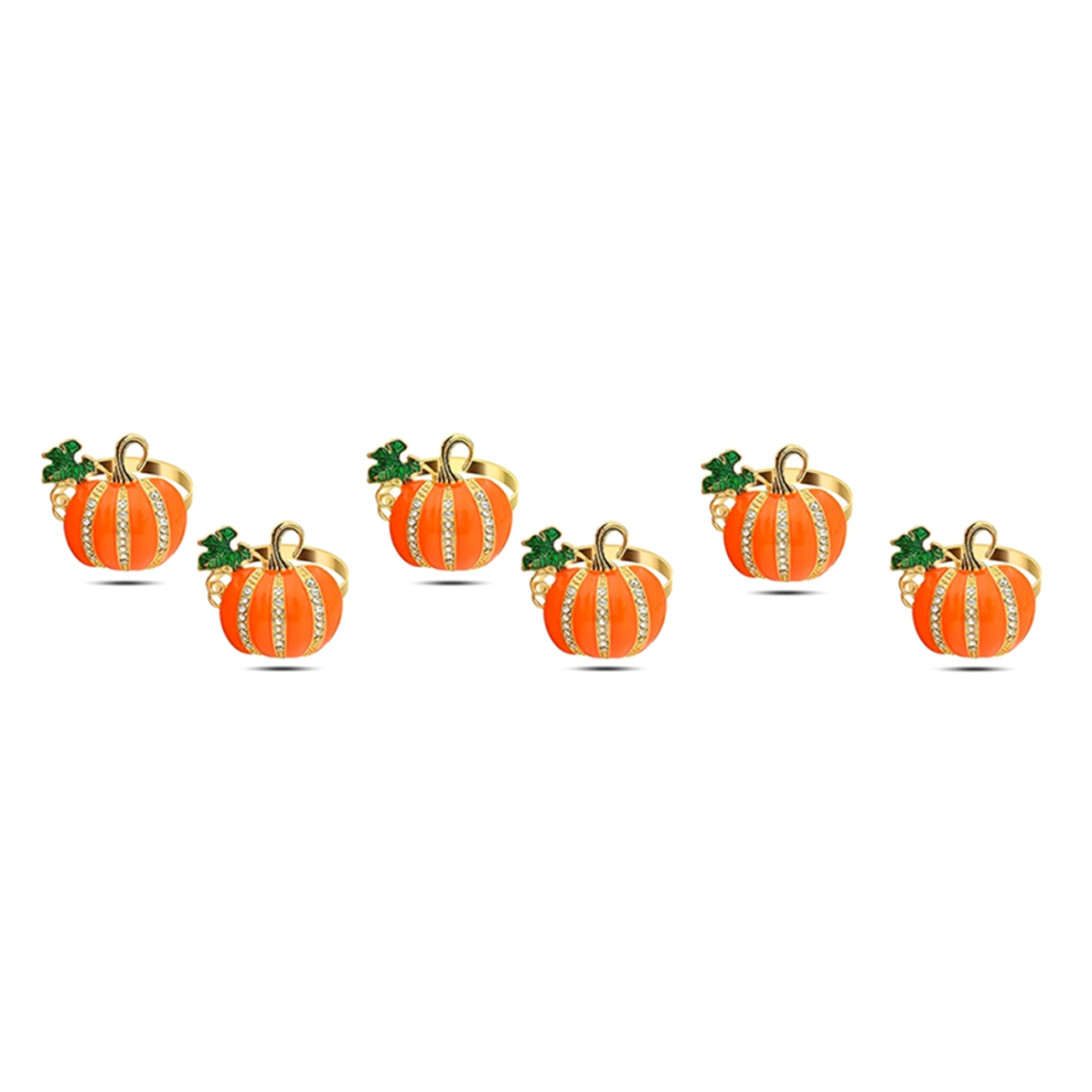 6Pcs Fall Napkins Rings, Thanksgiving Napkin Ring Halloween Pumpkin Holders For Holiday 4852097204481
