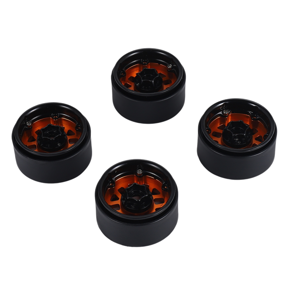 4Pcs 1.9 Metal Beadlock Wheel Hub Rim For 1/10 Rc Crawler Axial Scx10 90046 Axi03007 Trx4 Redcat D90, Orange 4852097210185