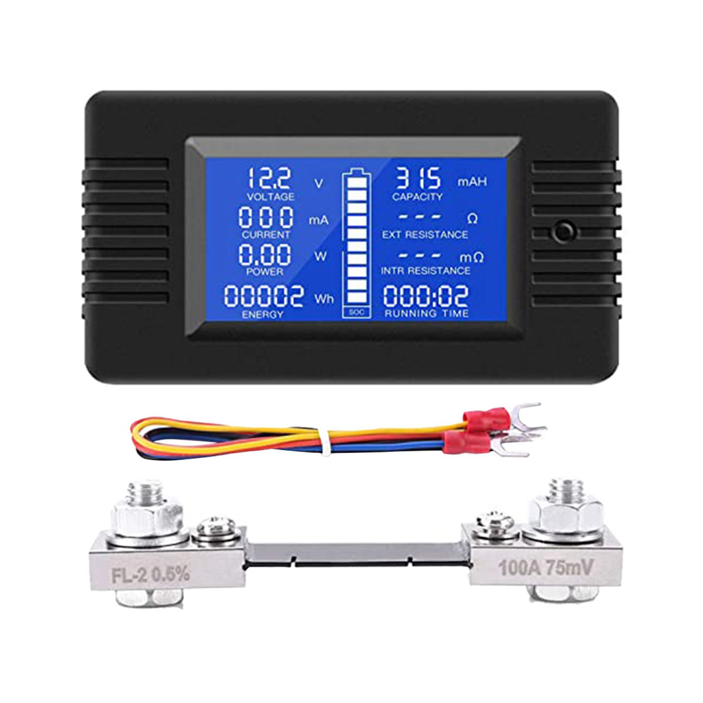 Dc Battery Monitor Power Meter Ammeter Digital 0-200V Shunt 100A Multimeter, Voltmeter Capacity Tester 4852097207543
