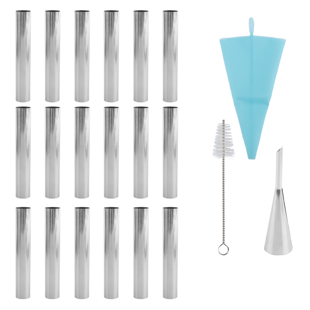 19Pcs Cannoli Tubes Forms Set Stainless Steel Non-Stick Horn Danish Pastry Mold For Shell Roll Cream 4852097207086