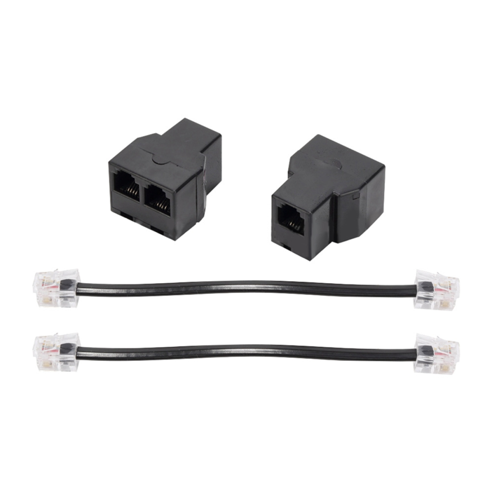 Tauoh 2Pcs Rj11 Telephone Cable Splitter 15Cm 6P4c 2 Ports Adapter