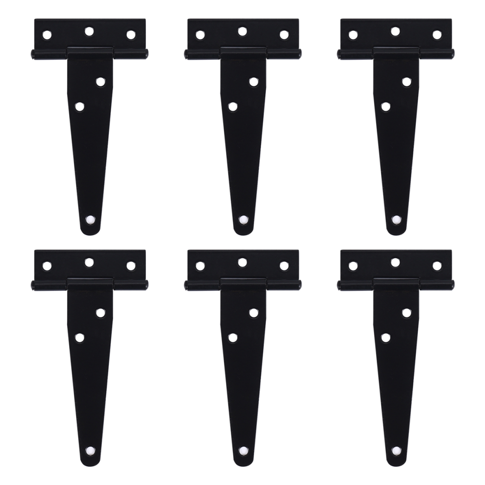 6 Pcs 4 Inch T-Strap Hinges Rustic Gate Strap Hinge Rustproof Door Black For Fence And Barn Gates 4852097211342
