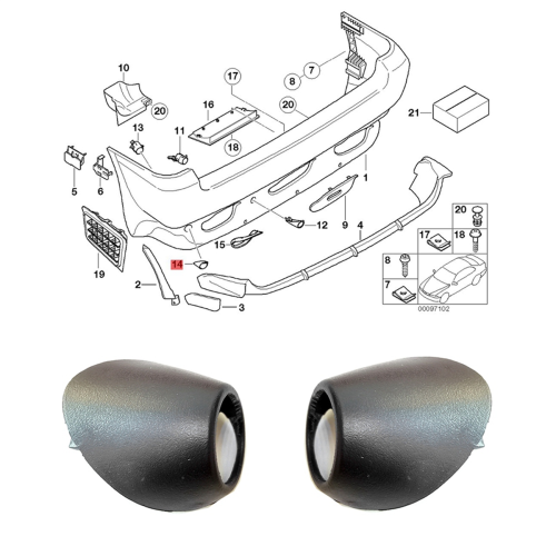 Rear Parking Sensor Left Outer Cover Trim for X 5 E53 2000-2006 Replacement Accessory 51128268369 2