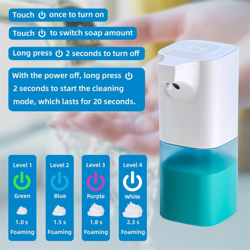 350ml Automatic Foaming Soap Dispenser with Infrared Sensor Touchless Liquid 4 Gears for Bathroom 2