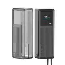 Funda de TPU para banco de energía de 165 W y 10000 mAh, portátil, a prueba de golpes, para viajes, transparente, color negro