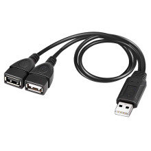 USB-splitterkabel, 2.0 A mannelijk naar dubbele vrouwelijke jack Y-oplaadkabel