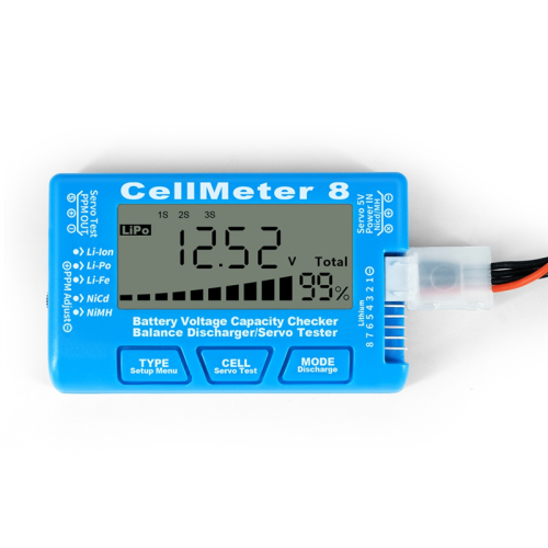 RC Cellmeter 8 Digital Battery Capacity Checker Controller Tester Voltage for Li-Ion NiMH Nicd Cell Meter Blue 2