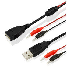 2Pcs USB Alligator Clips Crocodile Wire Male/Female To Tester Detector DC Voltage Meter Ammeter Capacity Power