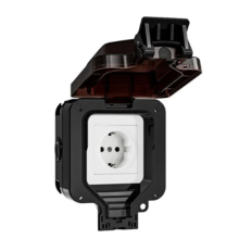 IP66 Waterproof Socket 220V Black Wall Plug Power with Built-In Switch Electrical EU Home Appliance(A)