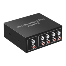4 Ports Bi-Directional R L Audio Switcher Box Rotary Switch Plug and Play Splitter for TV Game Console