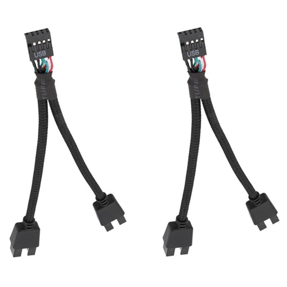 Photos - Cable (video, audio, USB) 2Pcs Computer Motherboard USB 2.0 9 Pin to Dual Extension Cable Y Splitter Audio HD Black