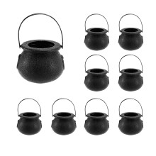 24-pack plastic zwarte heksen snoepkommen ketels, pot met handvat, voor Halloween, Pasen, 'S Day feestgunsten