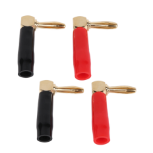 [Paquete de 4] Conector banana de cobre de alta gama en ángulo recto/90 grados con tornillo para cable de altavoz [Banana De L]