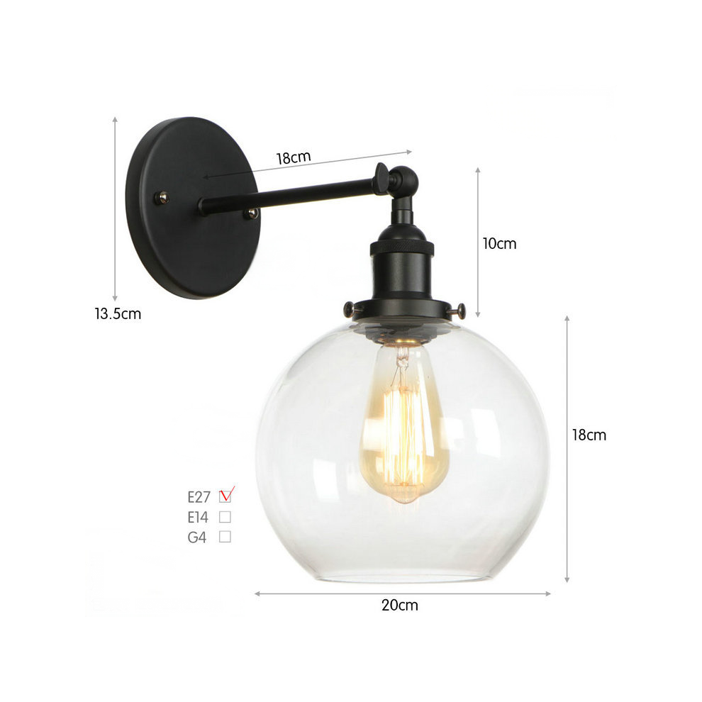 Globe Lanterns Collection 1-Light Clear Glass Outdoor Wall Lantern in Matte Black – Farmhouse Porch Light