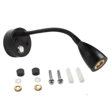Flexibles Schwanenhals-USB-RV-Leselicht, DC10-30V, 3W, 3-Ton-LED-Innenleuchten für Wohnmobile und Boote, Schwarz