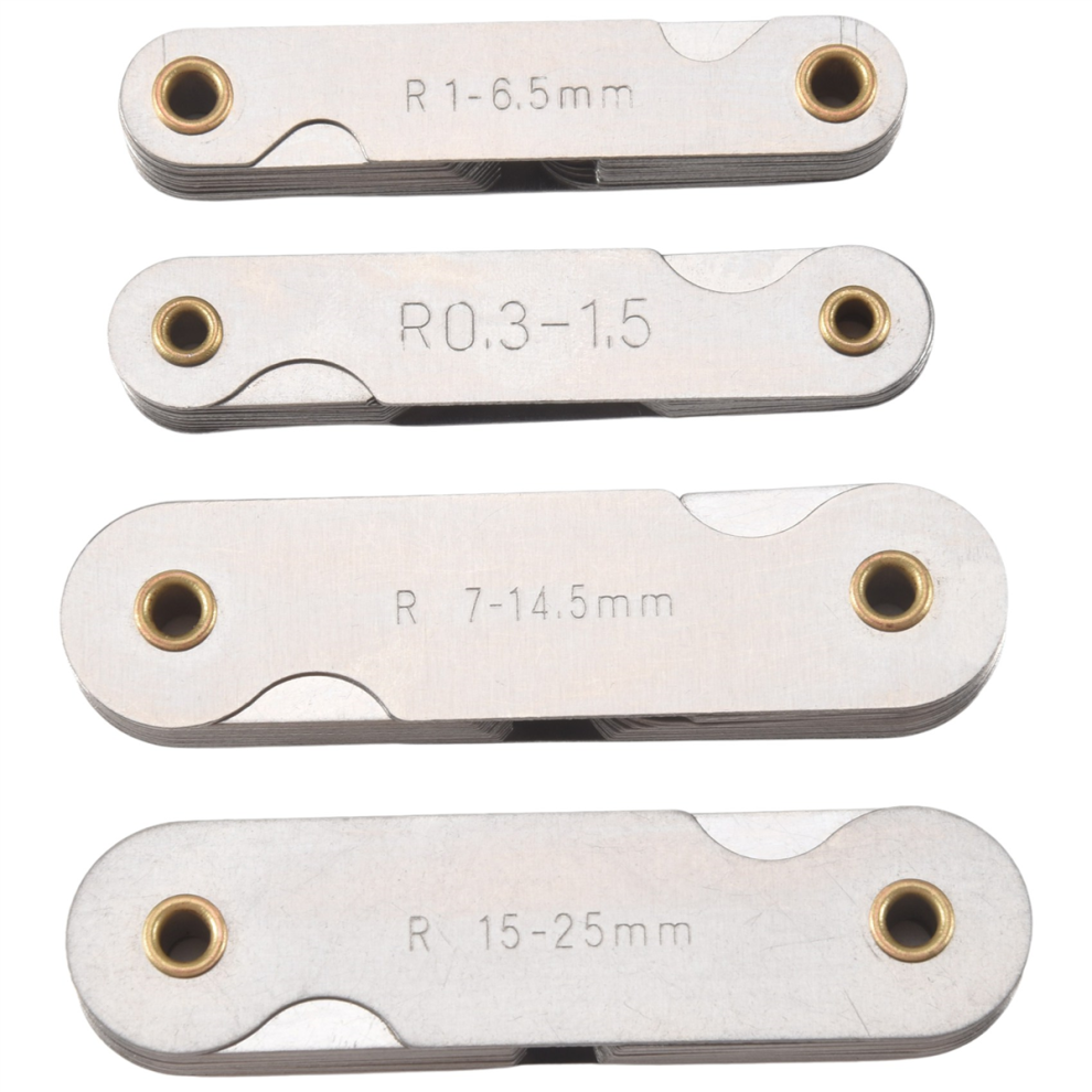Radius Gauge Set,4Pcs Stainless Steel Fillet Measuring Tool (R0.3-1.5/ R1-6.5/ R7-14.5/ R15-25) 4852514380194