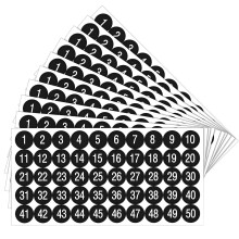 20 pegatinas autoadhesivas de 1 pulgada con números consecutivos del 1 al 50 para clasificación de inventario y almacenamiento.
