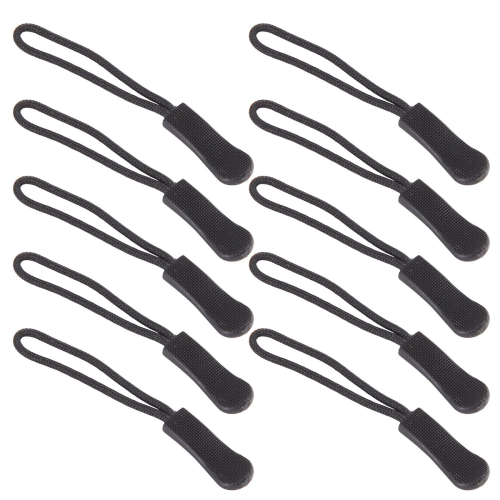 10 Anti-slip zipper puller, zipper, extension trailer, practical and robust for back pack, jacket, etc.- Black 2