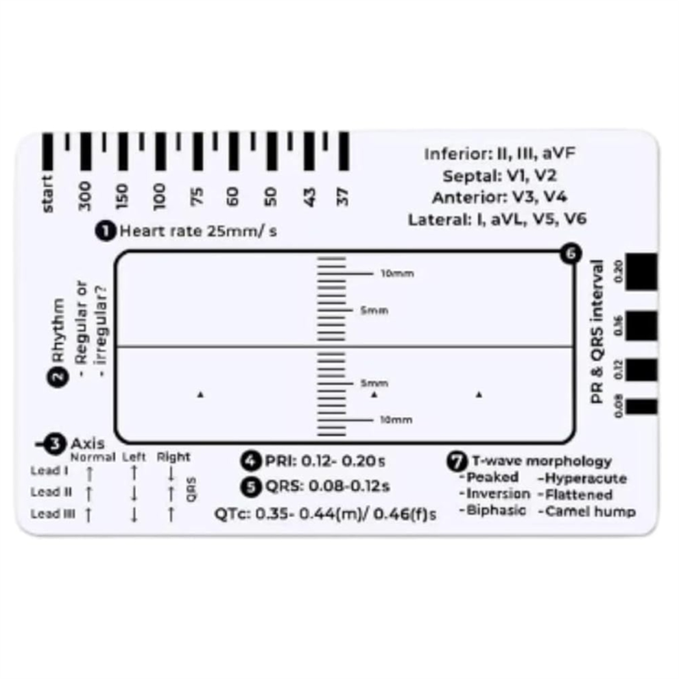 Tauoh Ecg 7 Step Ruler, Ruler For Ecg/Ekg Interpretation, Rapid And Quick Cardiac Analysis Measurement Tool