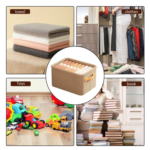 Multi-Functional Closet Organizer,Steel Ring Storage Box, Fabric Folding Bedroom Wardrobe Clothes Box A 2