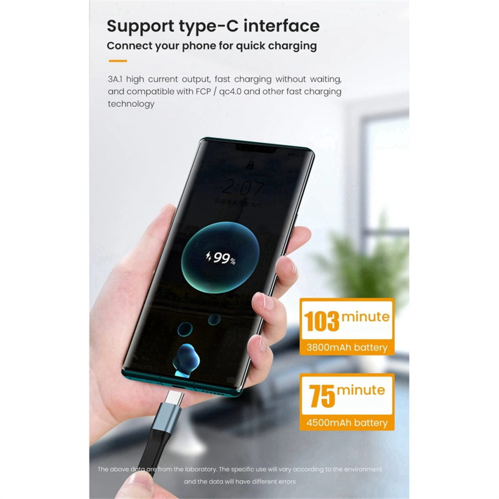 Mini 3A Usb Type-C Fast Charging Data Cable Portable Keychain Qc 3.0 Type C Short For Devices,A 4852514388299