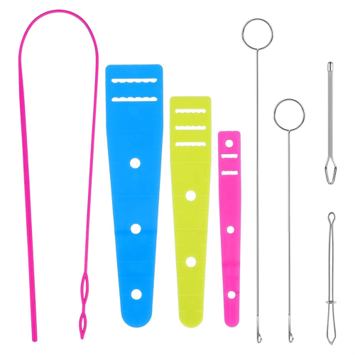 8 Pcs Flexible Drawstring Threader Tool Set Sewing Loop Turner for Jackets, Coats, Pants, Hoodies & Sweaters