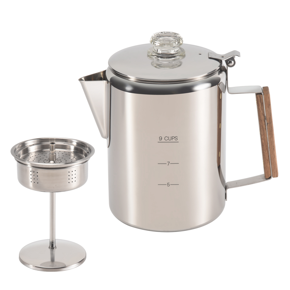 Coffee Percolators Stovetop For Camping, Percolator Pot Stainless Steel Maker Camping Outdoors Home 9 Cup Tauoh