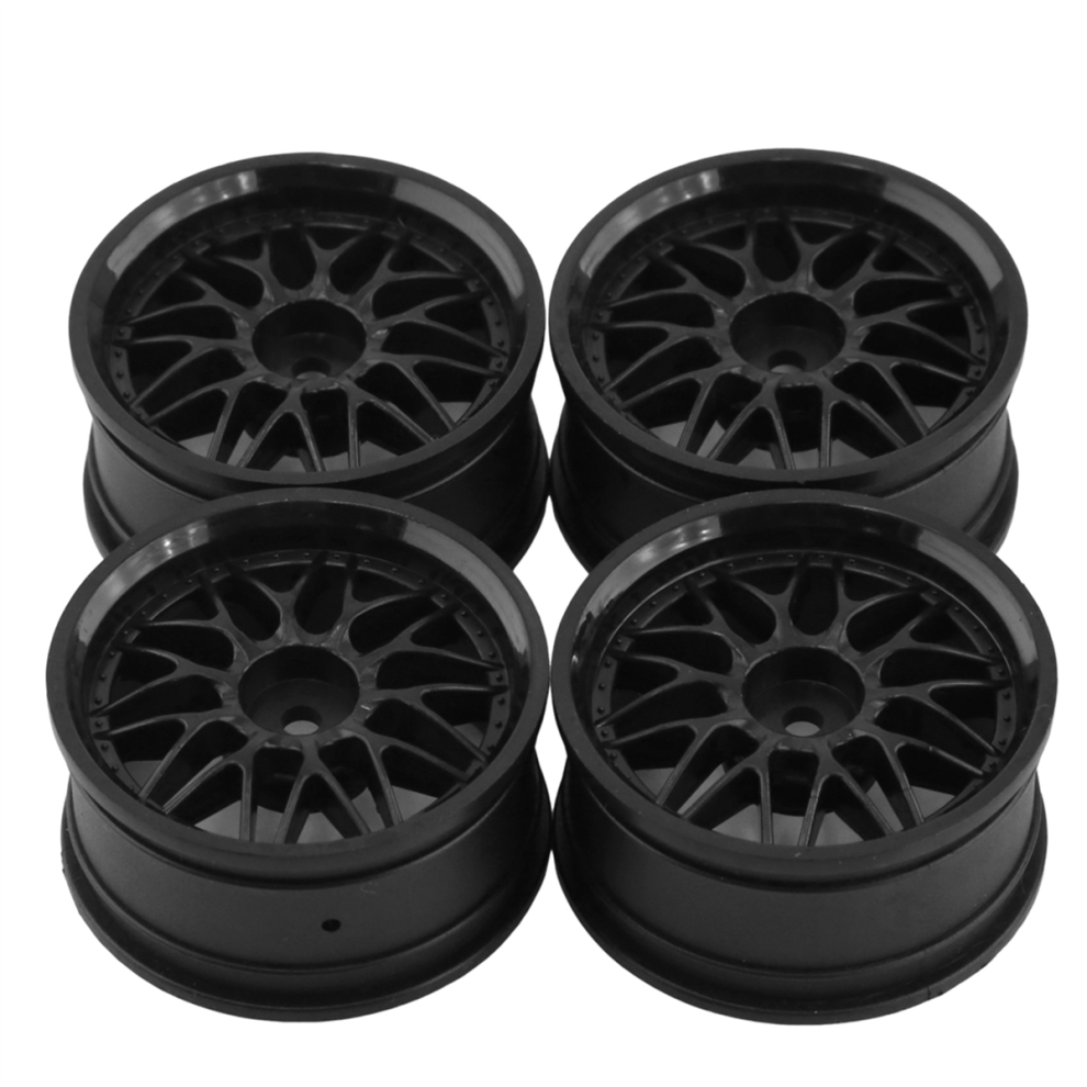 4Pcs 1.9Inch Plastic 52Mm Wheel Hub Rim For Rc Car 1/10 On-Road Drift Redcat Black Tauoh
