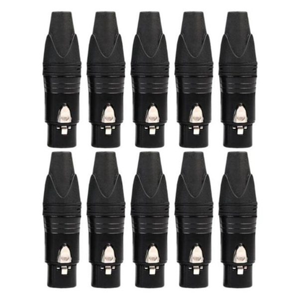 10Pcs Diy 3Pin Xlr Adapter Socket Aviation Connector Welding Head Microphone Cable Connector( Female) 4852514303582