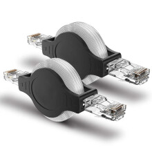 2 sztuki przenośnego, zwijanego kabla sieciowego Ethernet LAN RJ45 Cat 5 5E 10/100 Mb/s 1,5 m/5 stóp
