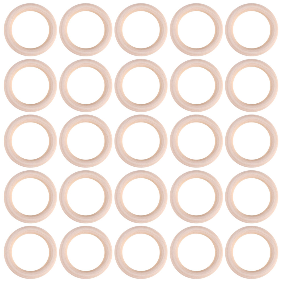 25 Pcs Natural Wood Rings 70Mm Unfinished Macrame Wooden Ring Circles For Diy Craft Pendant Jewelry Making 4852514312904